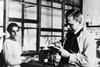 Lise Meitner and Otto Hahn in their Dahlem laboratory, Germany, in 1913