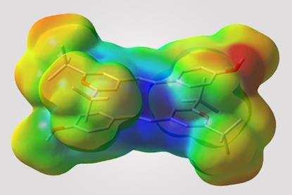 A heatmap bubble around a molecule