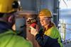 A BASF employee inspects the electrical cracker furnace