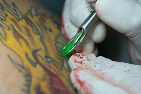 Green tattoo ink